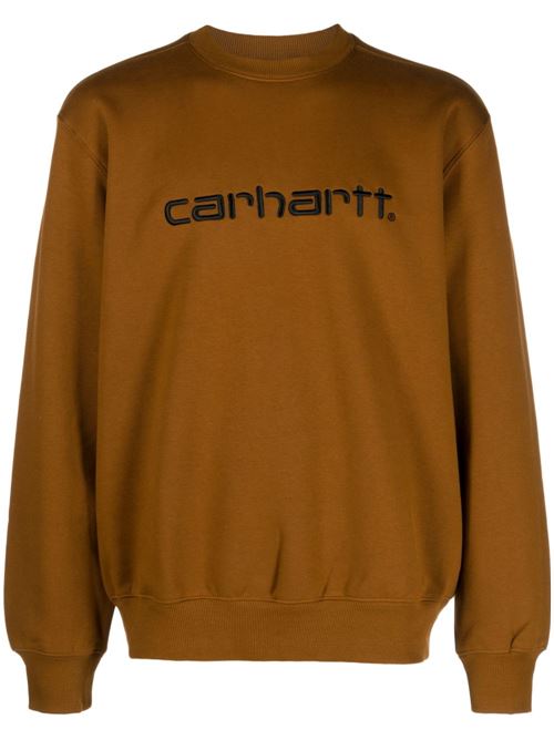 Felpa marrone di CARHARTT WIP caratterizzata da logo frontale, maniche lunghe e girocollo. CARHARTT WIP | I0305463CEXX